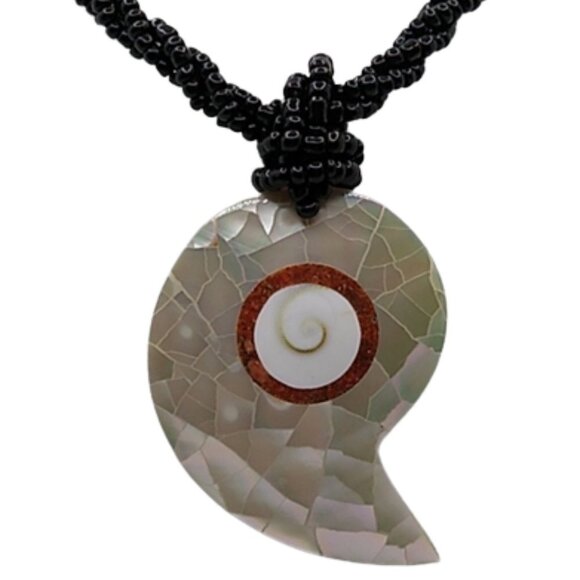 Handmade Mother of Pearl Inlay Necklace - Picture 2 of 4